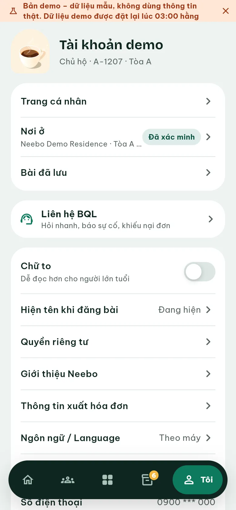 Ảnh màn hình bước 1: Mở tab Tôi