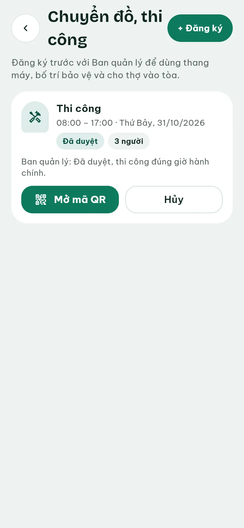 Ảnh màn hình bước 1: Mở Chuyển đồ, thi công