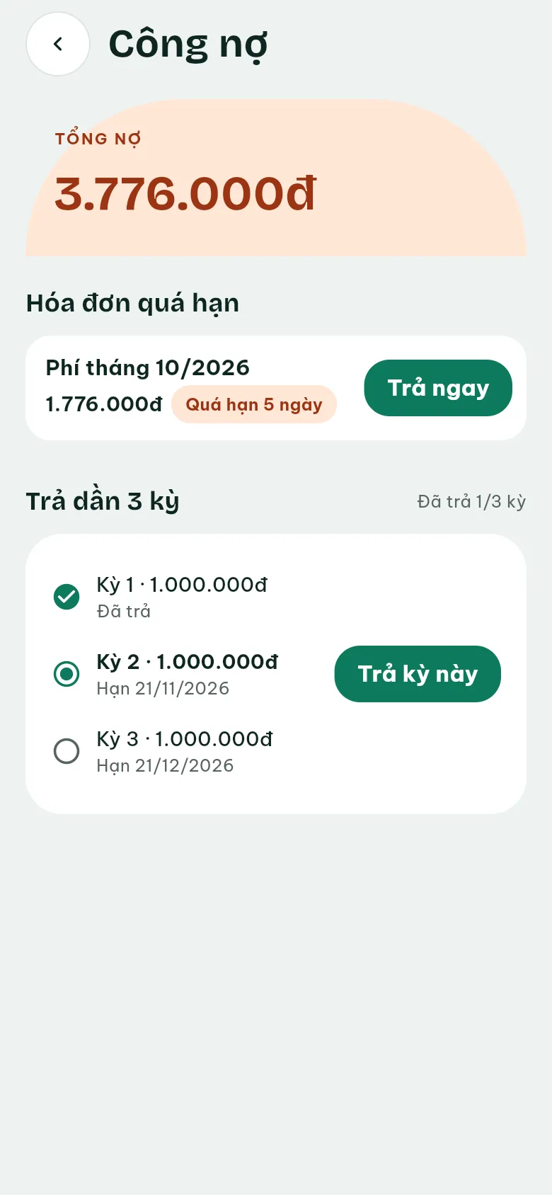 Ảnh màn hình bước 1: Mở Công nợ