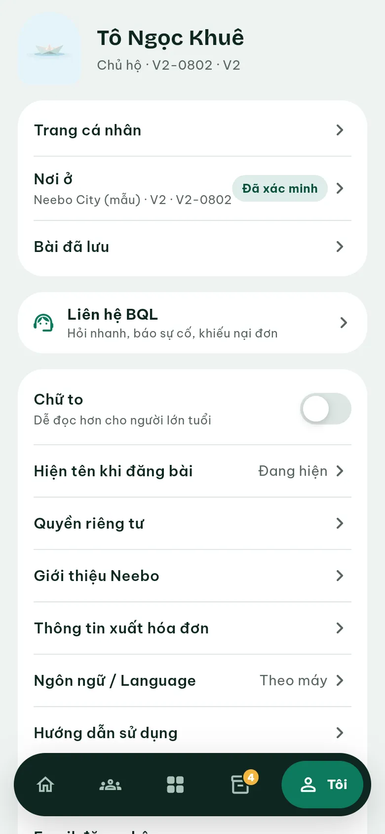 Ảnh màn hình bước 1: Xem các căn của bạn