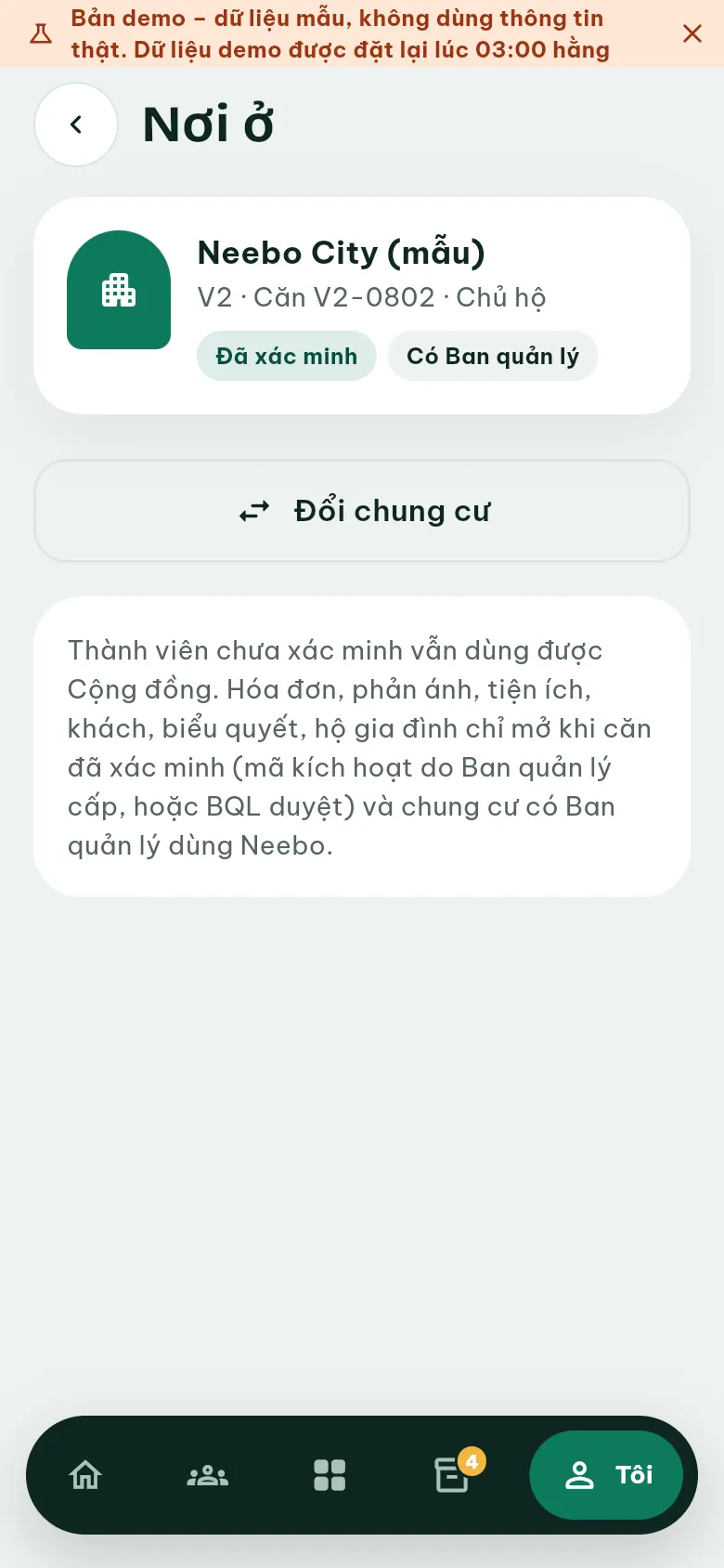 Ảnh màn hình bước 4: Đổi chung cư khi chuyển nhà