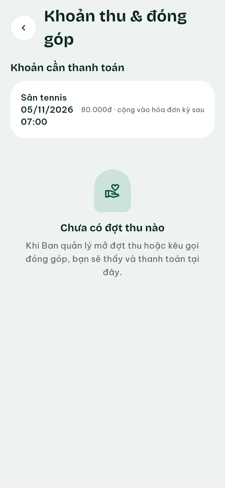 Ảnh màn hình bước 1: Mở Khoản thu
