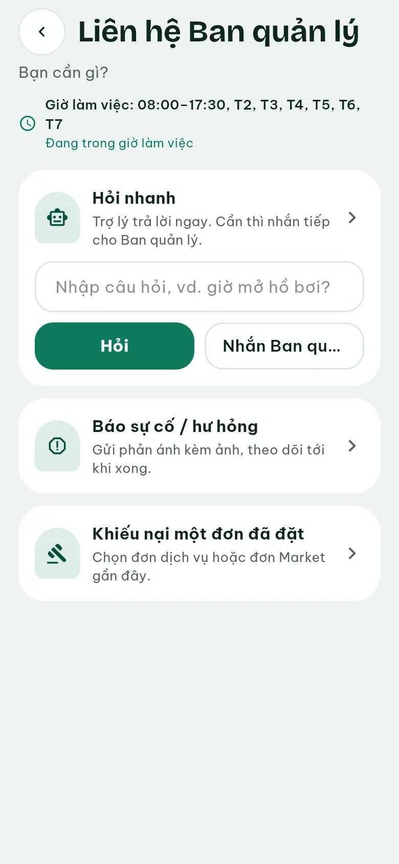 Ảnh màn hình bước 2: Xem giờ làm việc