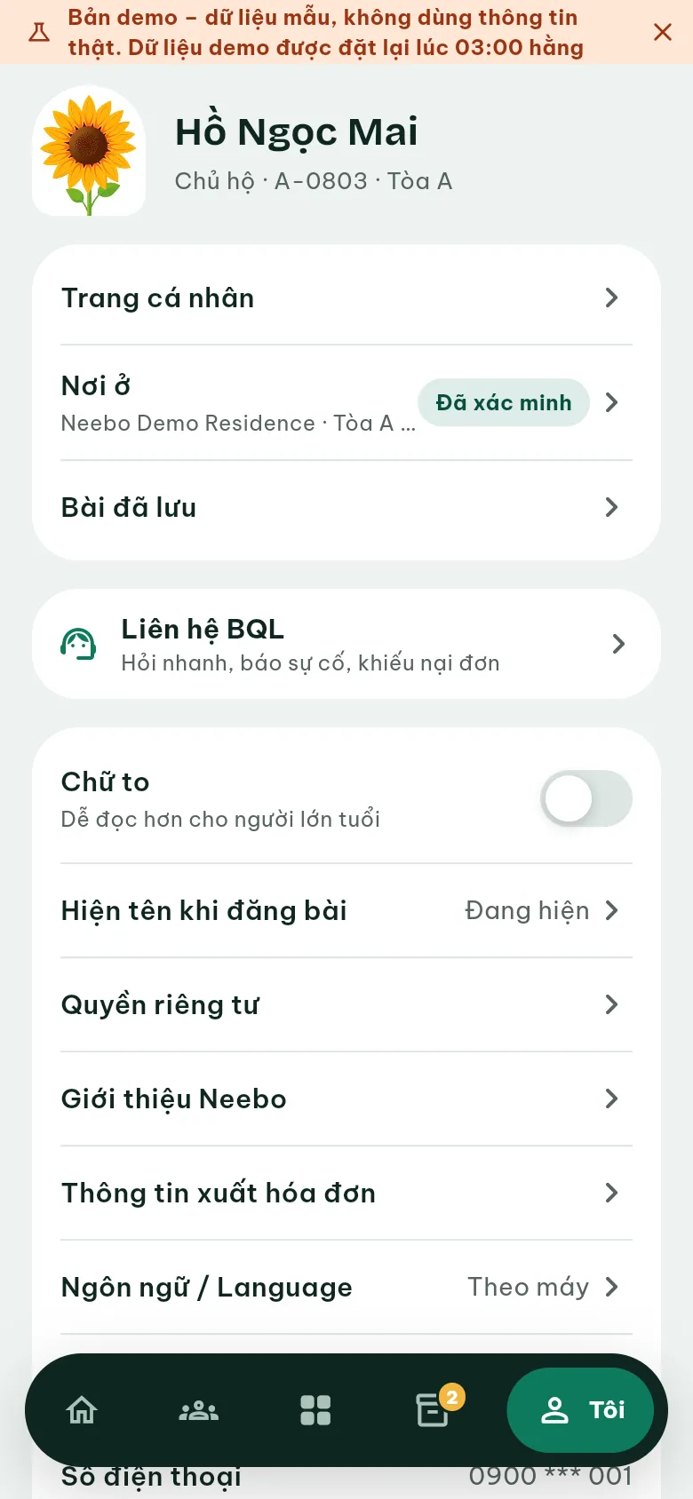 Ảnh màn hình bước 1: Mở Nơi ở