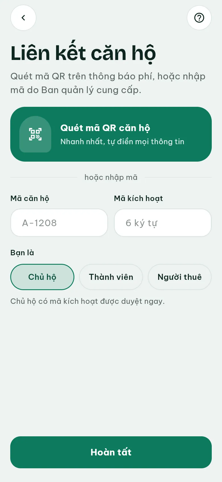 Ảnh màn hình bước 3: Quét mã QR hoặc nhập mã