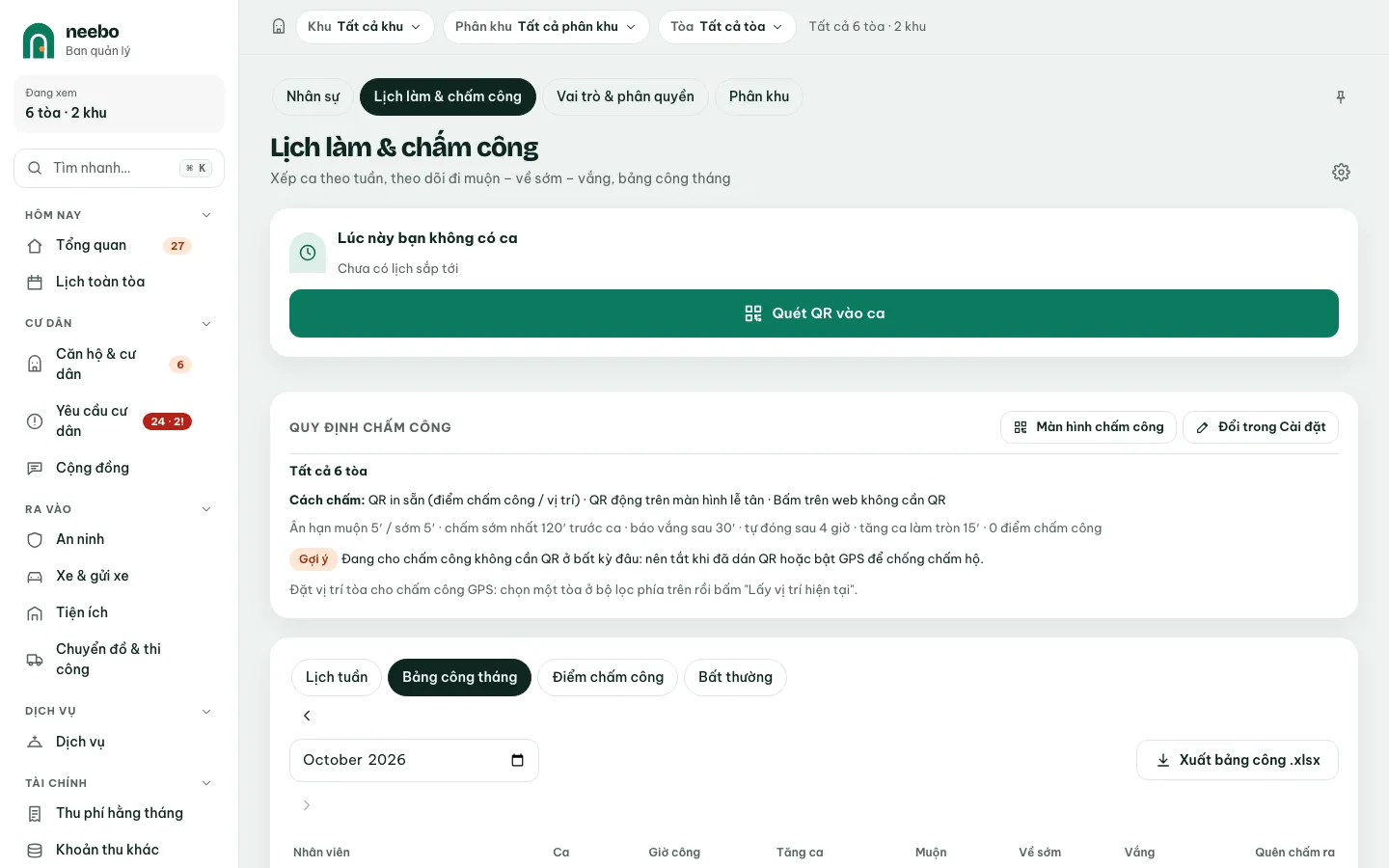 Ảnh màn hình bước 5: Xem bảng công và bất thường