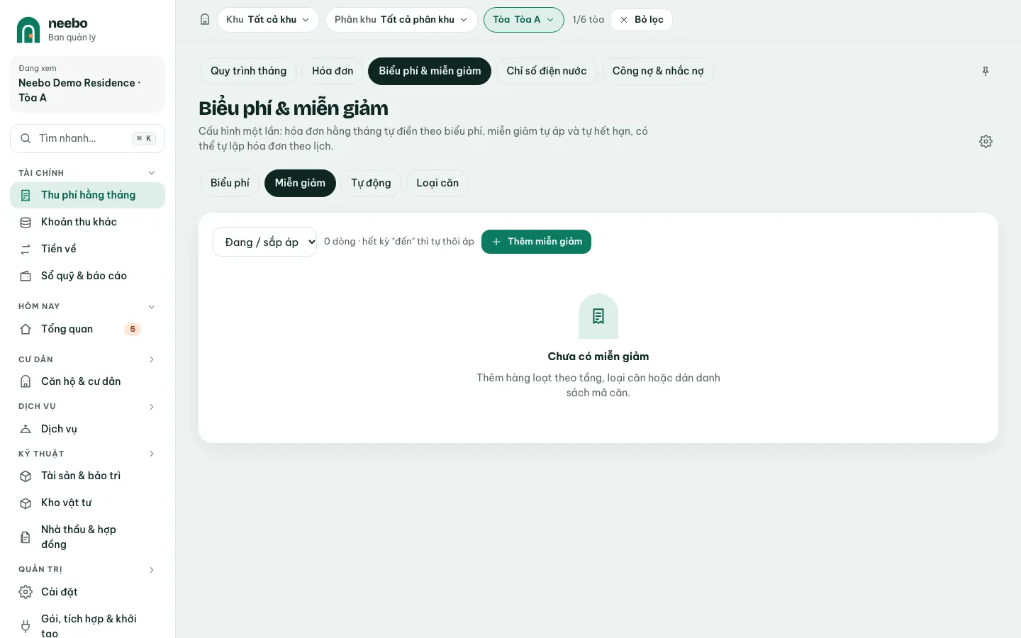 Ảnh màn hình bước 1: Mở thẻ Miễn giảm