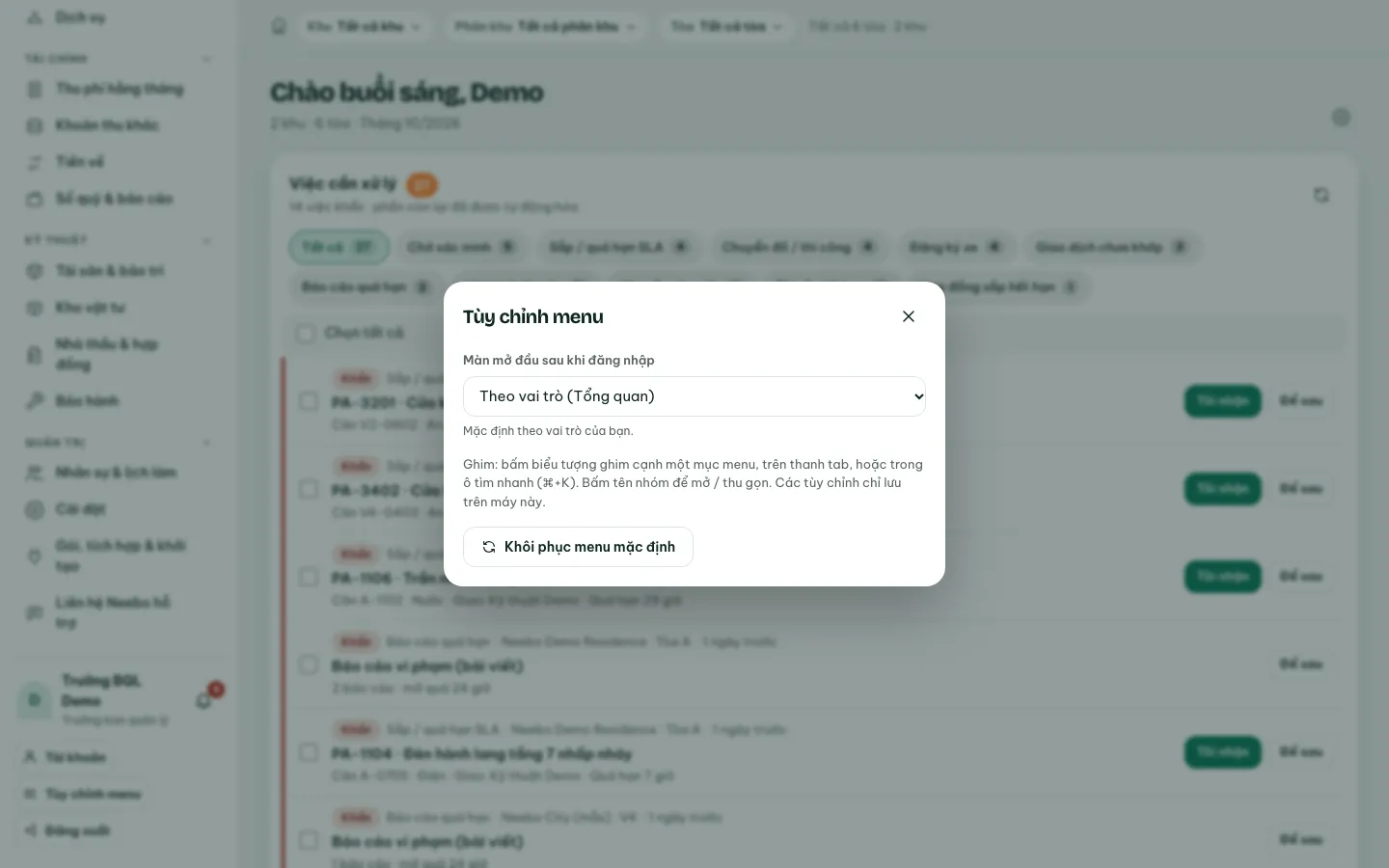 Ảnh màn hình bước 5: Tùy chỉnh menu